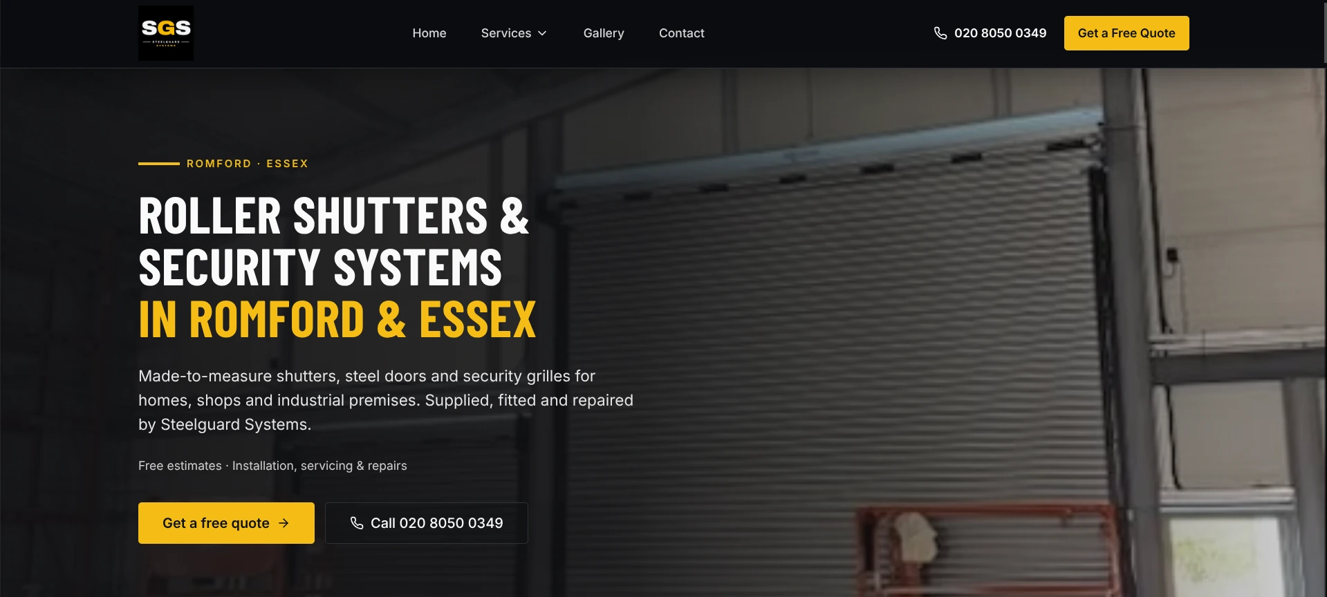 Steelguard Systems website homepage